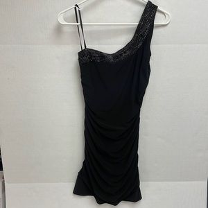 Taboo Woman’s One Strap Black Ruched Dress Size Medium